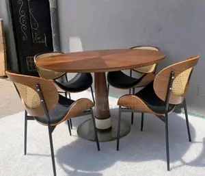Modern 4-Seater Round Wooden Dining Set