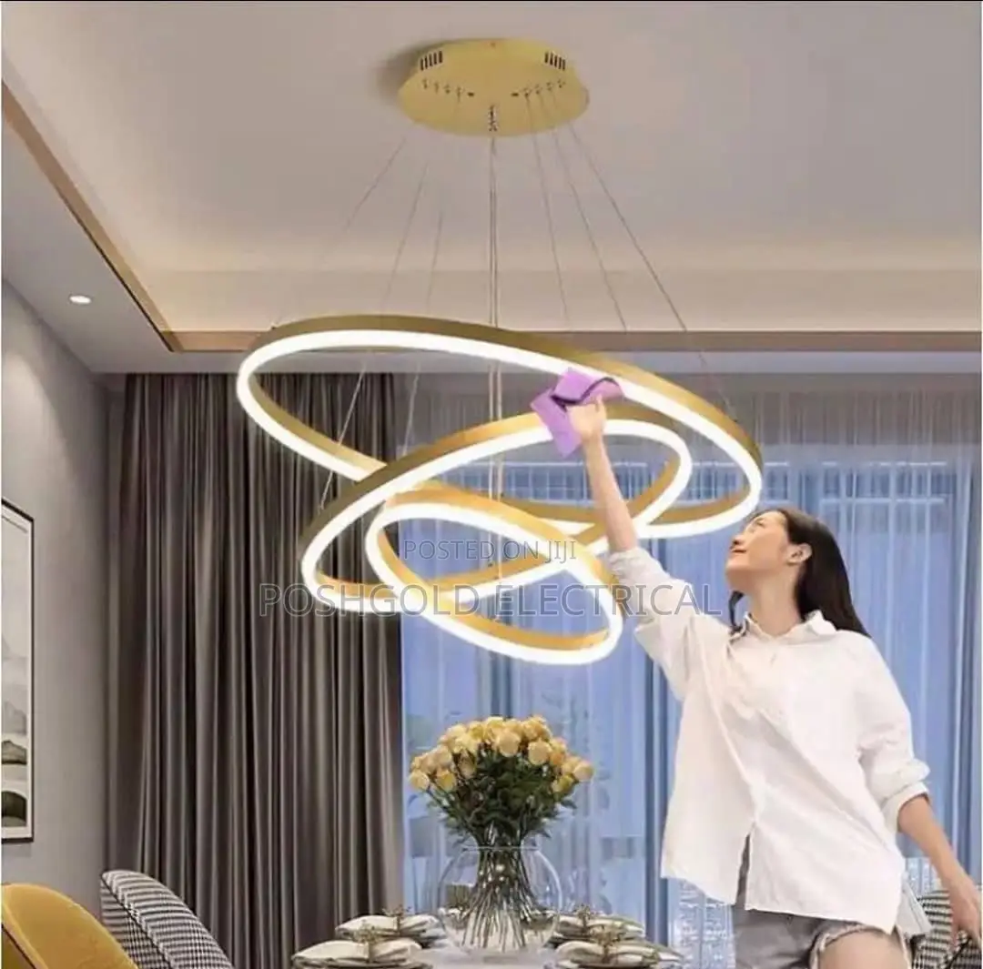 Gold 3 Ring Led Pendant Light