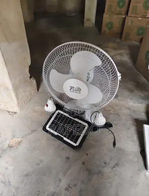 Pude Solar Rechargeable Table Fan With Panel Bulbs