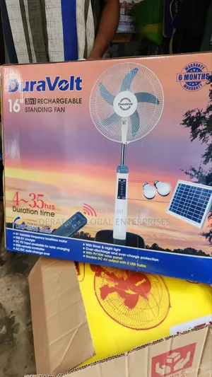 16inches Duravolt Rechargeable Standing Fan With Solar Panel