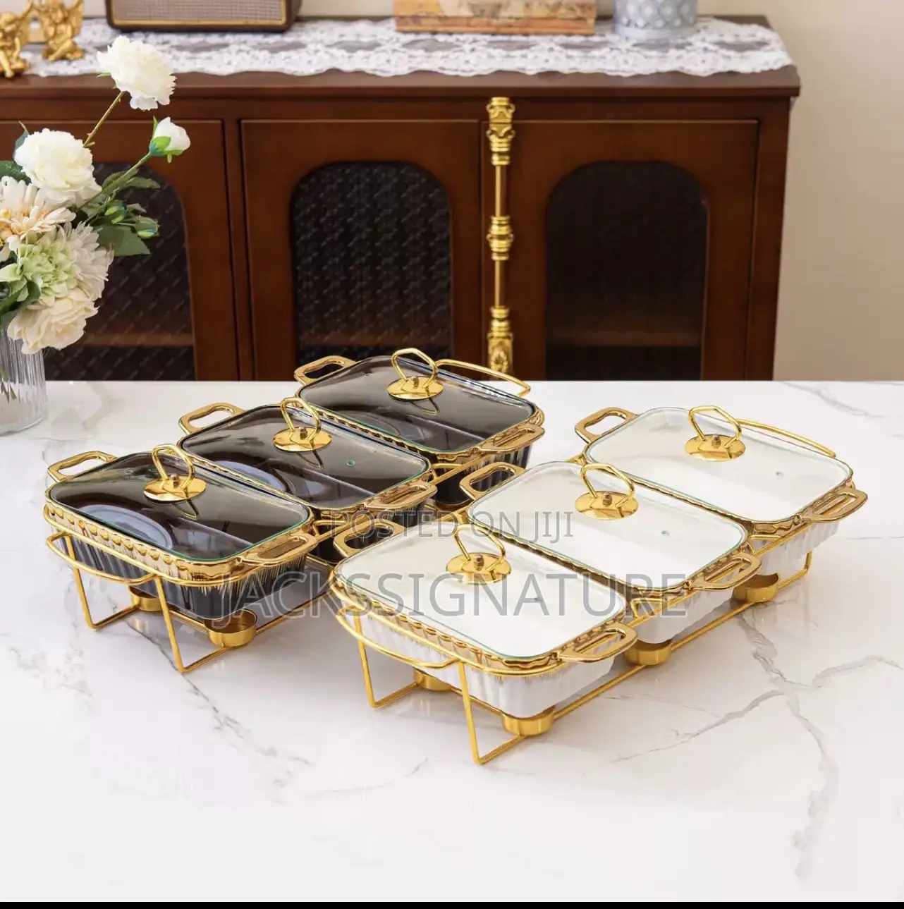3pcs Ceramic Chaffing Dish Set