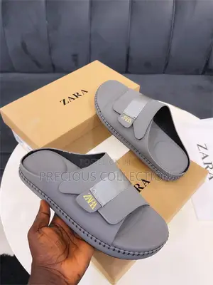 Zara Luxury Velcro Strap Light Suede Slide