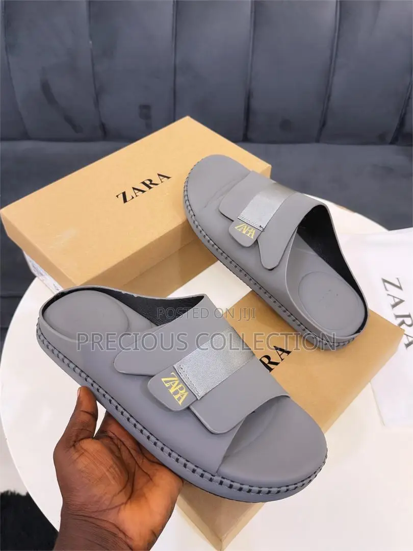 Zara Luxury Velcro Strap Light Suede Slide