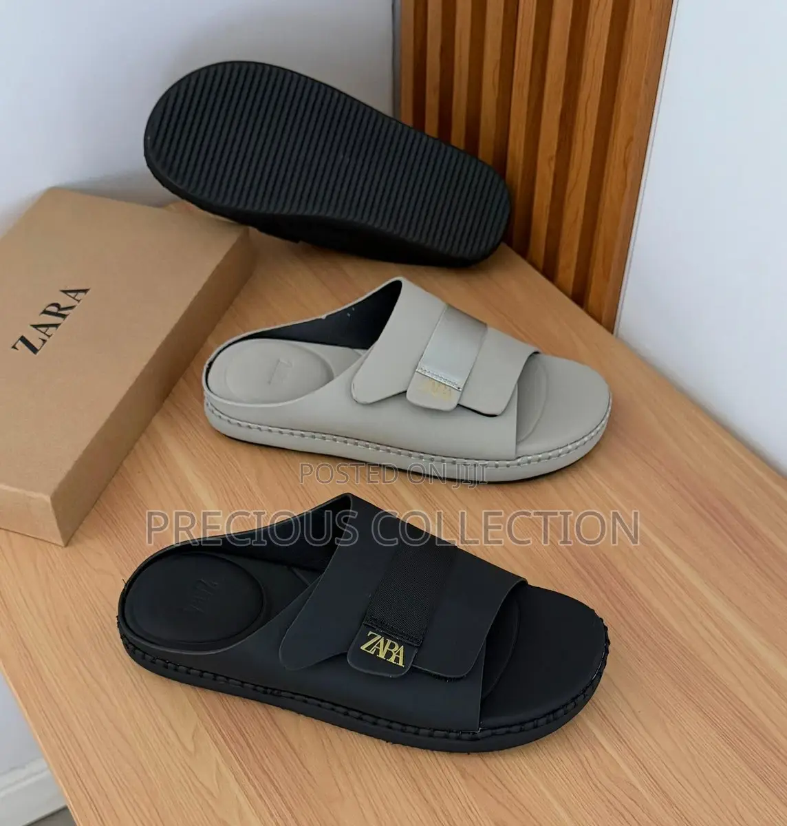 Zara Luxury Velcro Strap Light Suede Slide