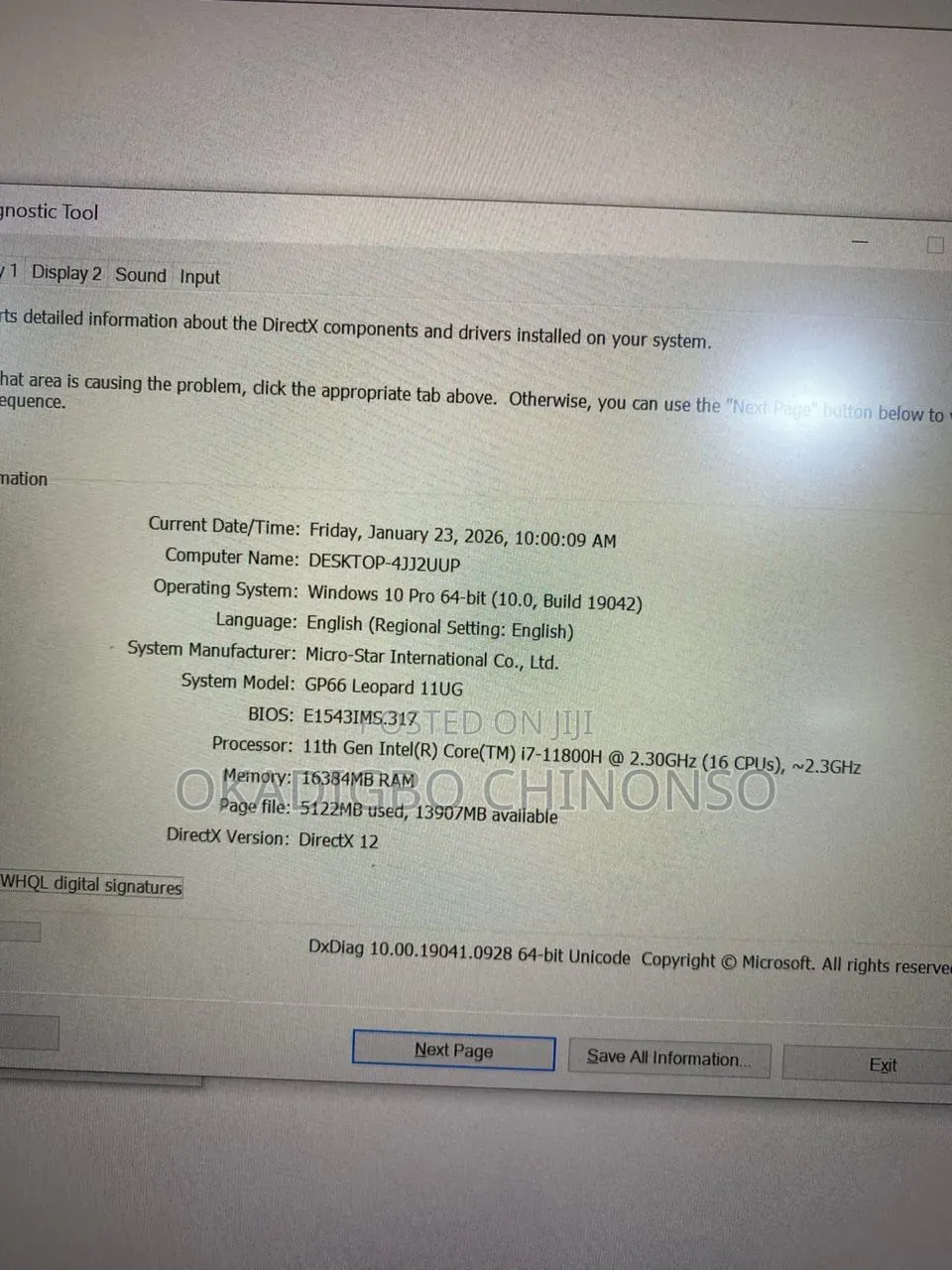 Laptop MSI GP66 LEOPARD 10UG 16GB Intel Core i7 SSD 512GB