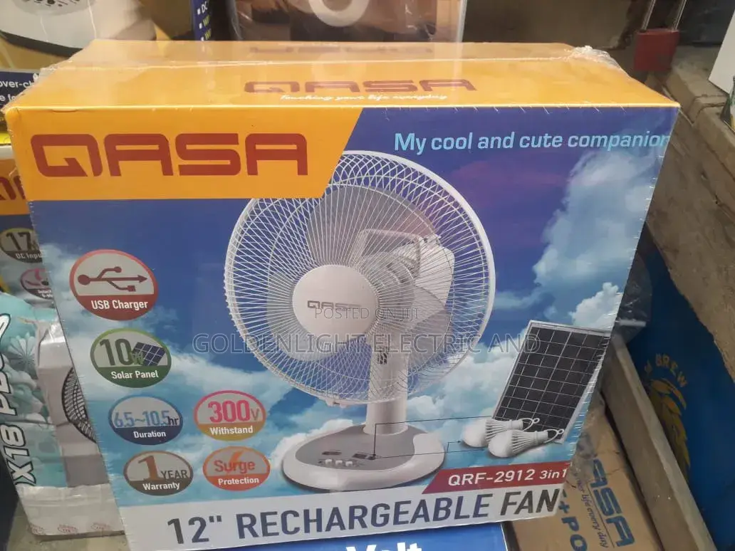 12-Inch Qasa Rechargeable Tabletop Fan 3in1