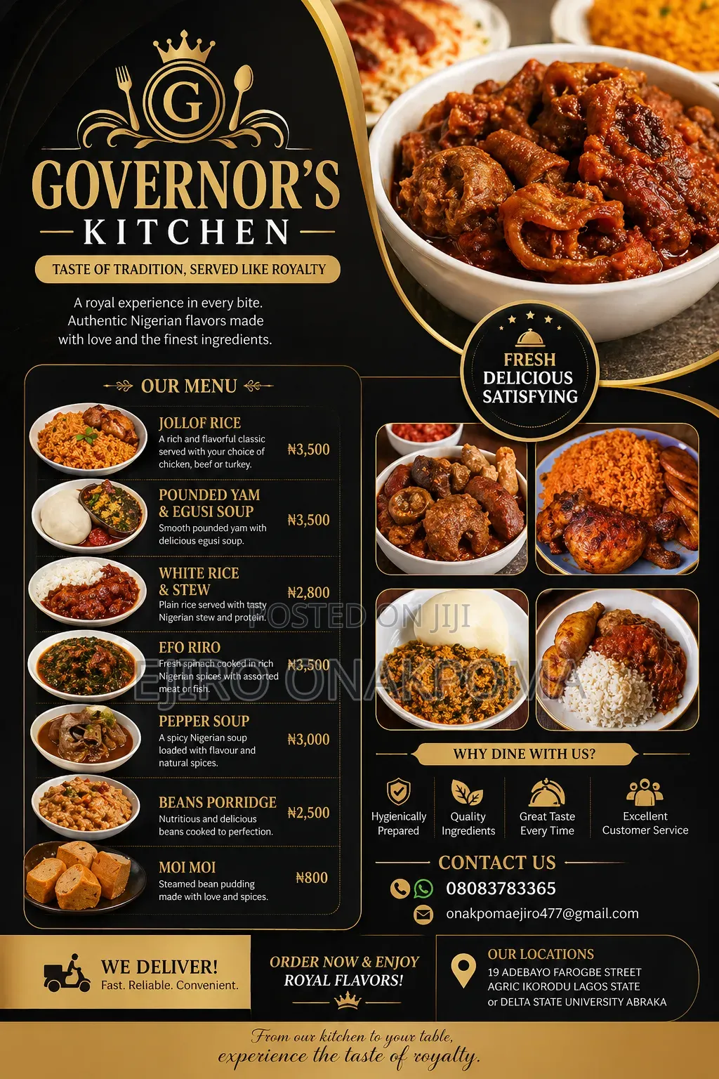 Governor's Kitchen Restaurant Design Flyer
