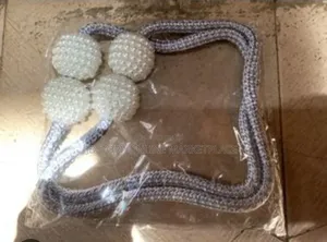 White Beaded Magnetic Curtain Tieback Holder