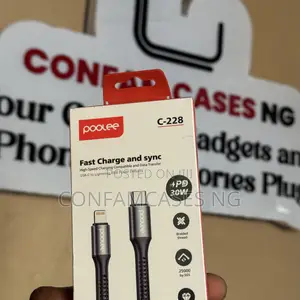 Poolee Type C to iPhone Lightning Braided 30w Fast Charging 2m Cable