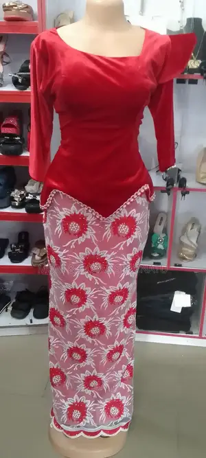 Classy Red Velvet Top Lace Skirt- Perfect for Church/ Owambe.