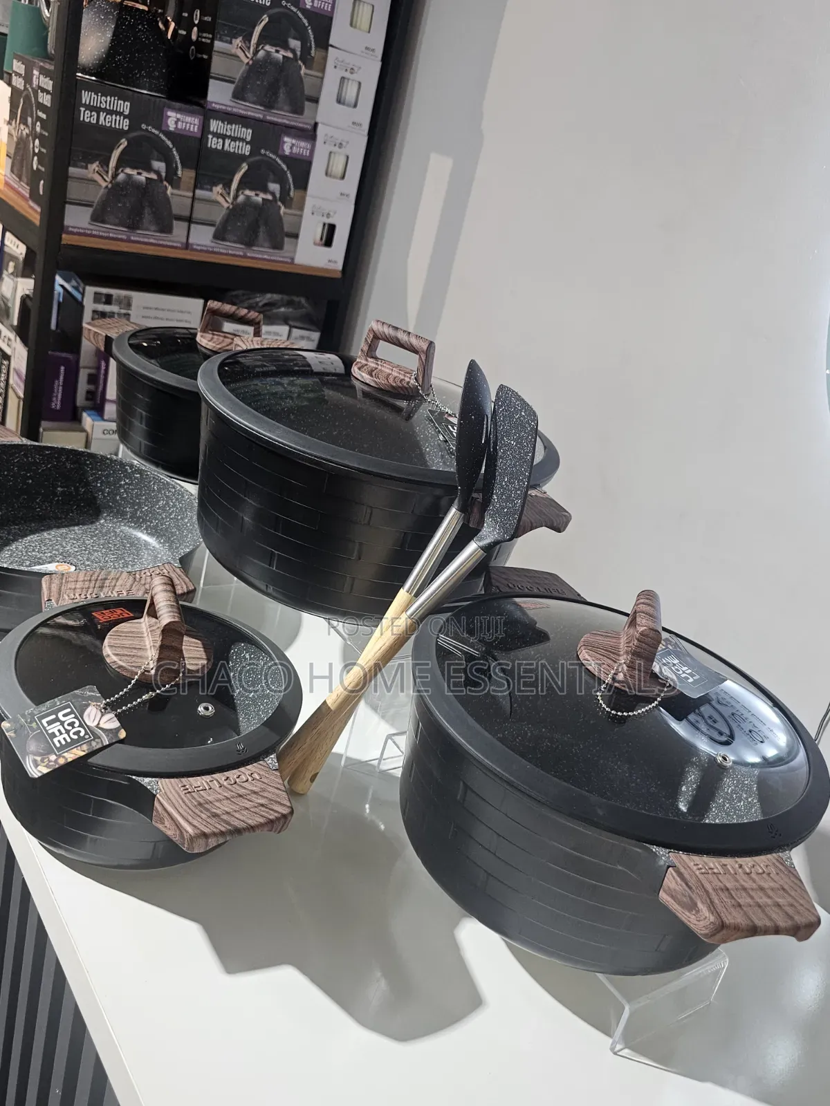 Ucclife 5pcs Granite Cookware With Free Spoons Insulation Pad