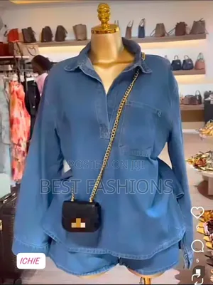 Blue Denim 2pcs Ladies Shorts
