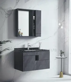 Gray Floating Vanity Cabinet Set