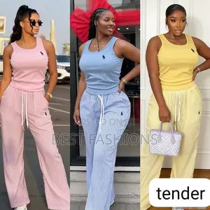 Ladies 2pcs Sleeveless Top and Palazzo Trousers