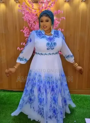 Beautiful and Luxury Floral Long Gown With Belt