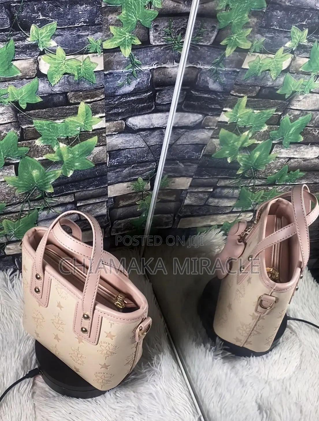 Pink/ Coffee Brown/ Black Stylish Bag