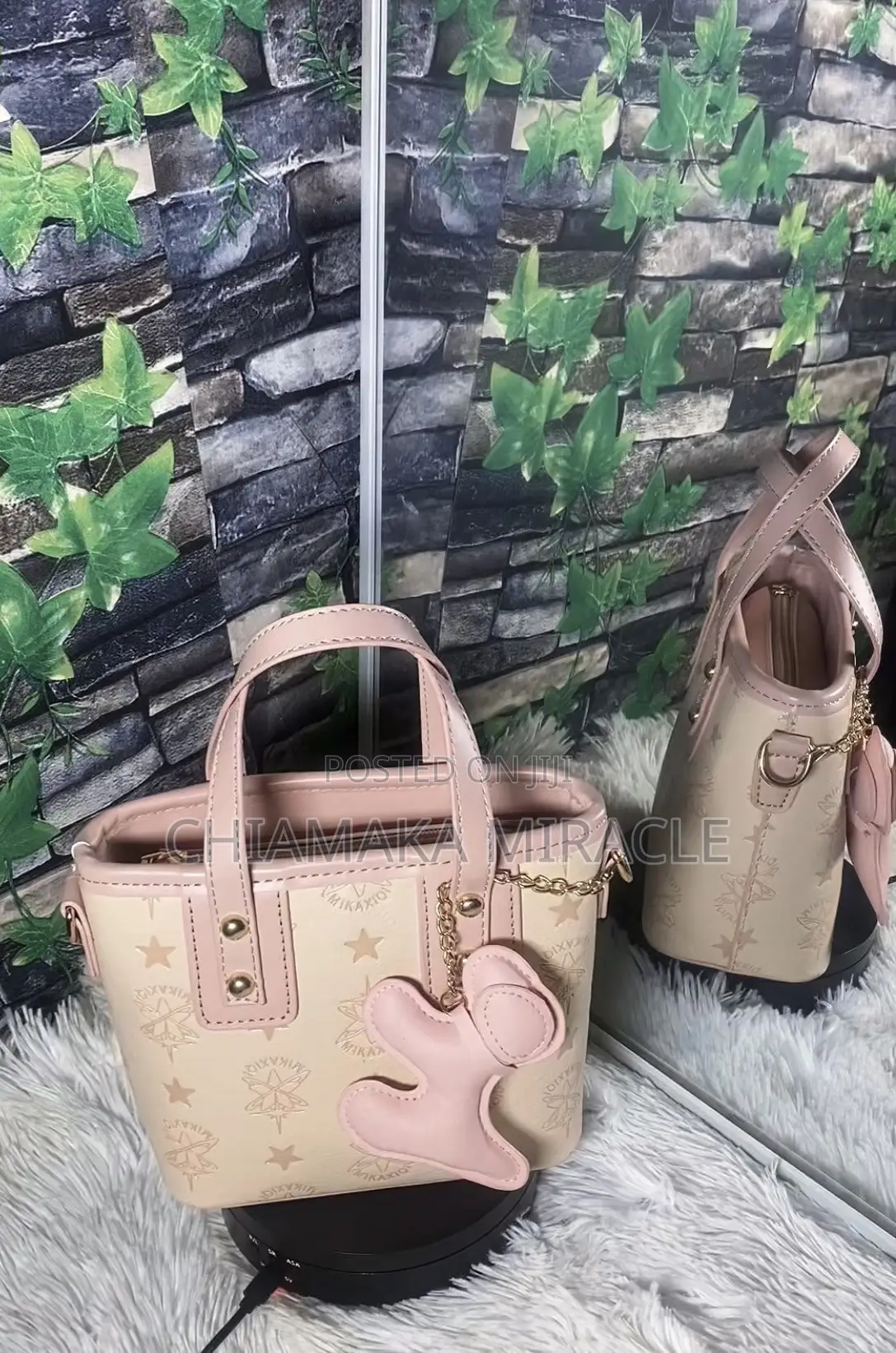Pink/ Coffee Brown/ Black Stylish Bag