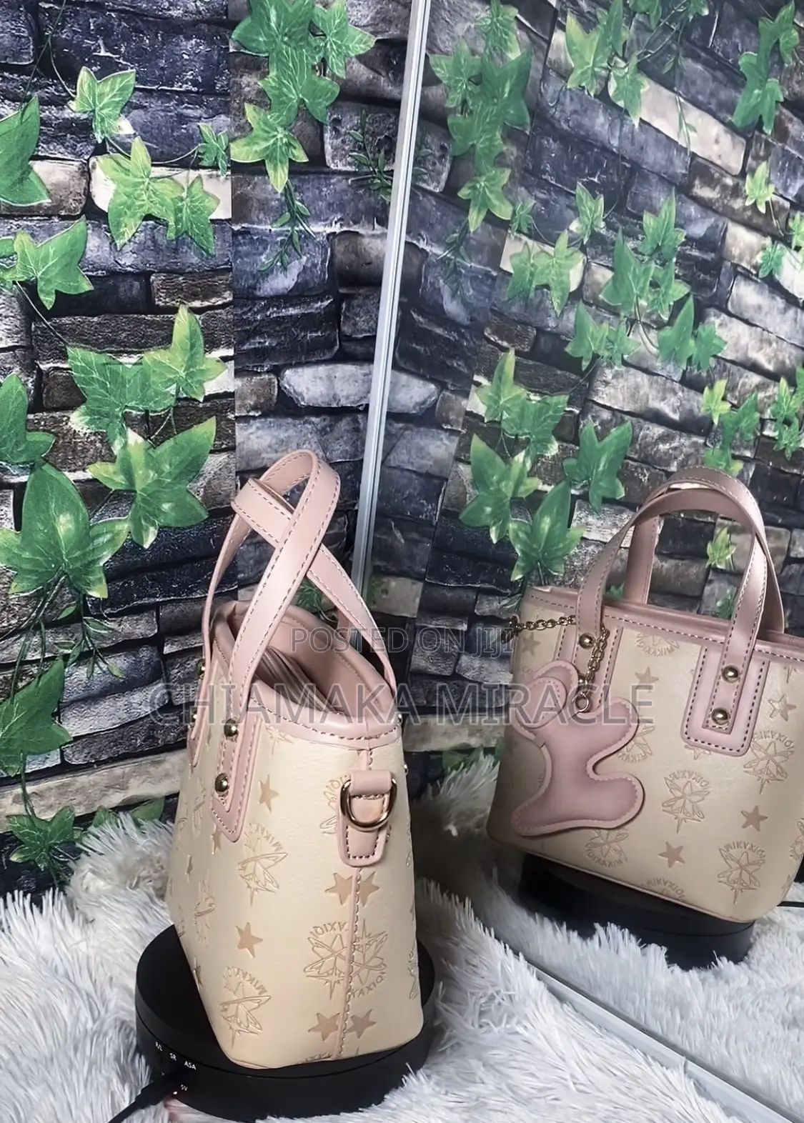 Pink/ Coffee Brown/ Black Stylish Bag