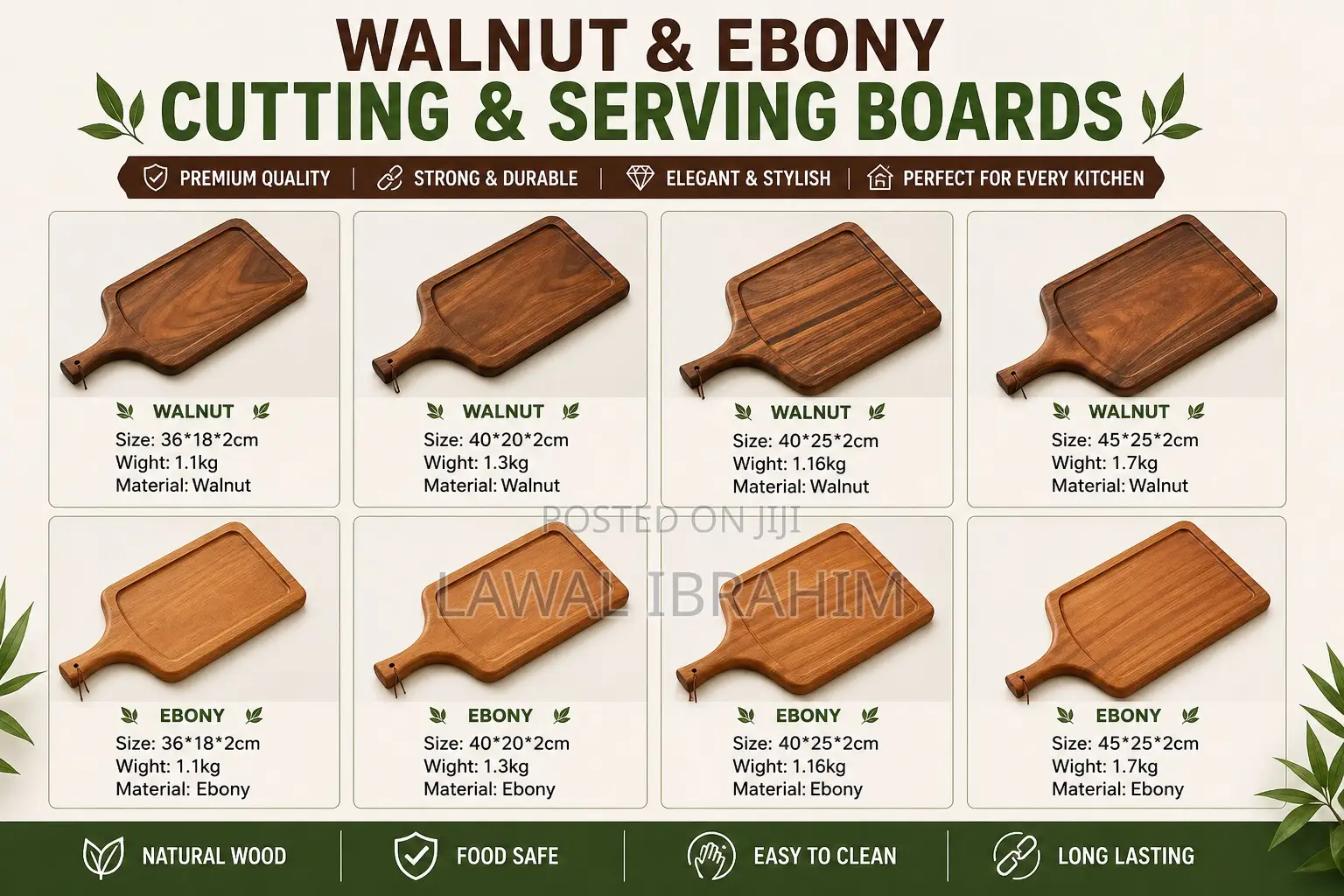 Premium Wooden Serving Boards – Bamboo, Walnut Acacia