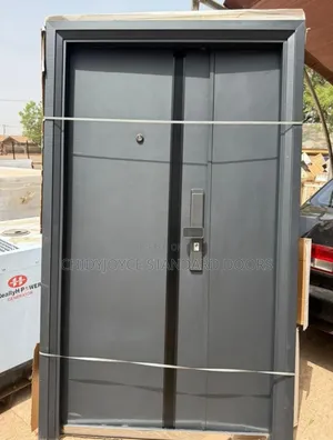 Modern Steel Security Door With Dark Gray Finish for Homes Offices