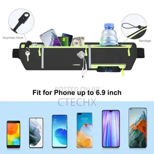 Haweel Running Belt Bag Sports Waterproof Waist Phone Pocket(Black)