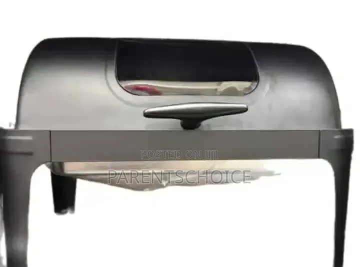 Black Rectangular Roll Top Chafing Dish With Window - 9litre