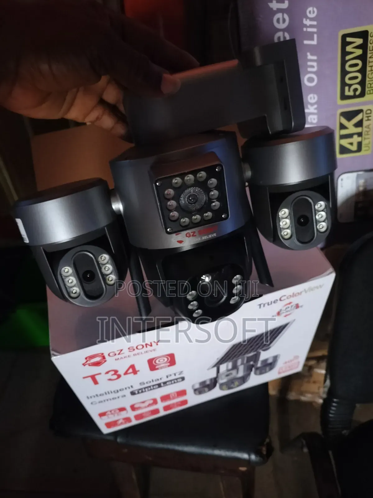 T34 V380-4g-3 Lens PTZ Solar Powered CCTV Camera Big Lense