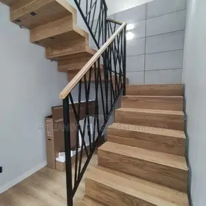 Integrated Wrought Iron Rails Design With Wood Cupping