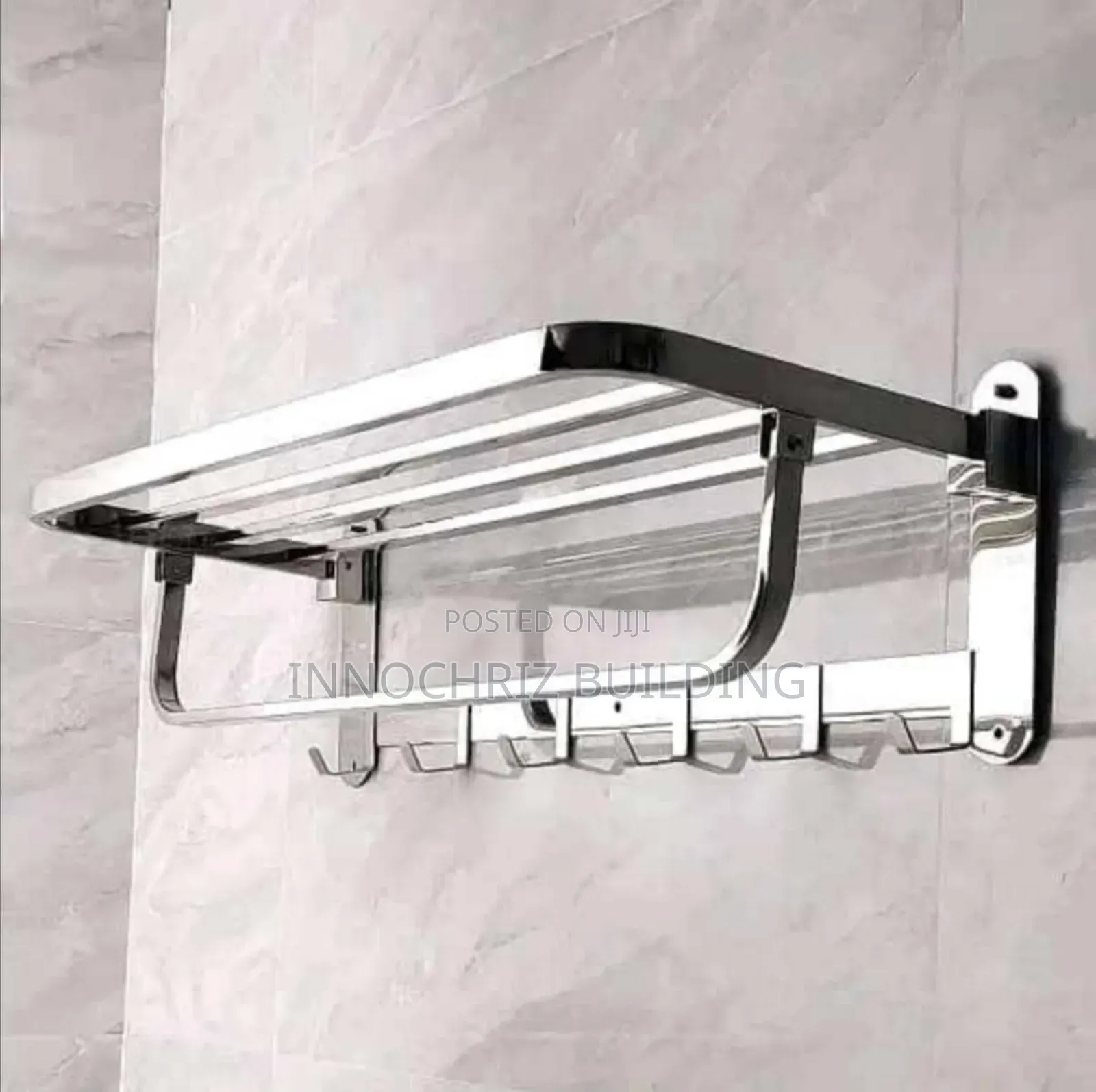 Chrome Thick Multiple Towel Rail With Hooks