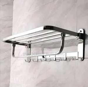 Chrome Thick Multiple Towel Rail With Hooks