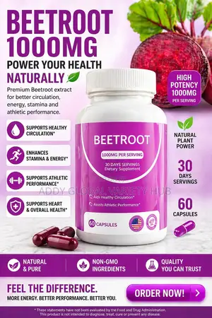 Beetroot Dietary Supplement 1000mg (60 Caps)