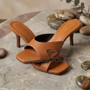 Classic Brown Open-Toe Mule Heels