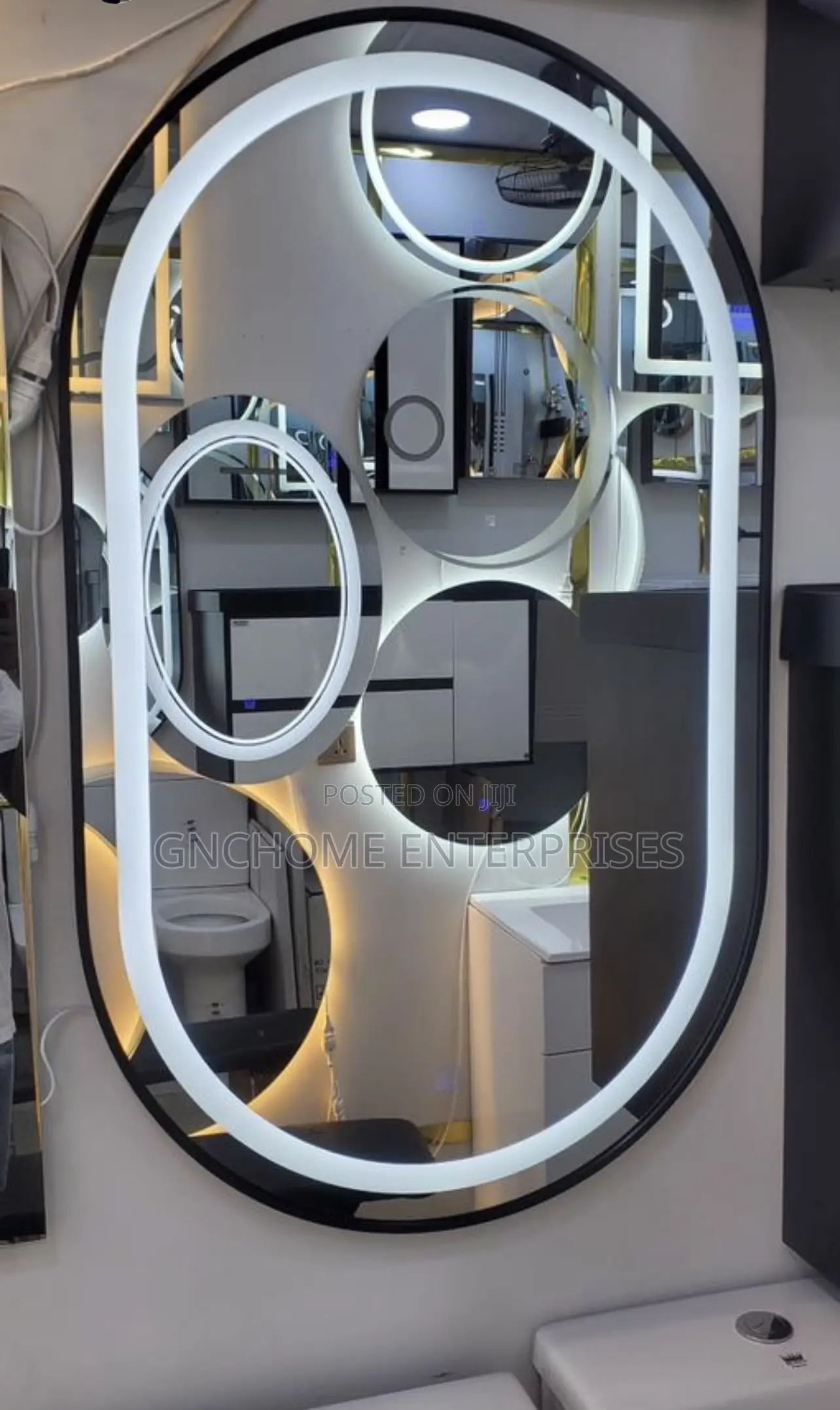 Long Black Frame Led Lights Mirror