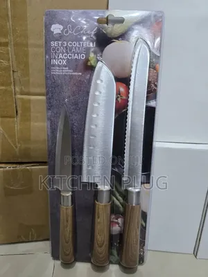 Sichef 3-Piece Knife Set, Stainless Steel Blades and Wood-Look Handle