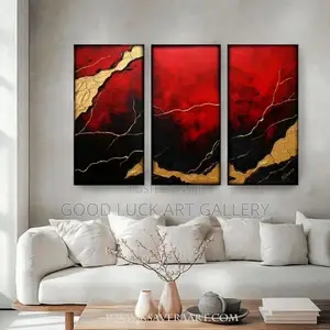 Luxury Red and Gold Abstract Canvas Art