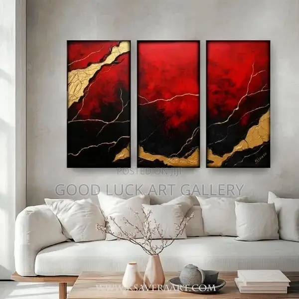 Luxury Red and Gold Abstract Canvas Art