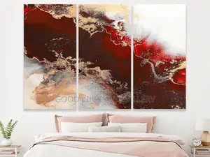 Luxury Red and Gold Abstract Canvas Art