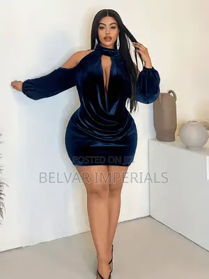 Women's Plus Size Open Shoulder Color Sexy Party Dress (Pre-Order)