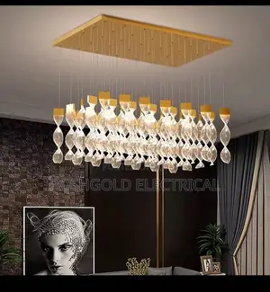 Modern Gold Linear Crystal Chandelier