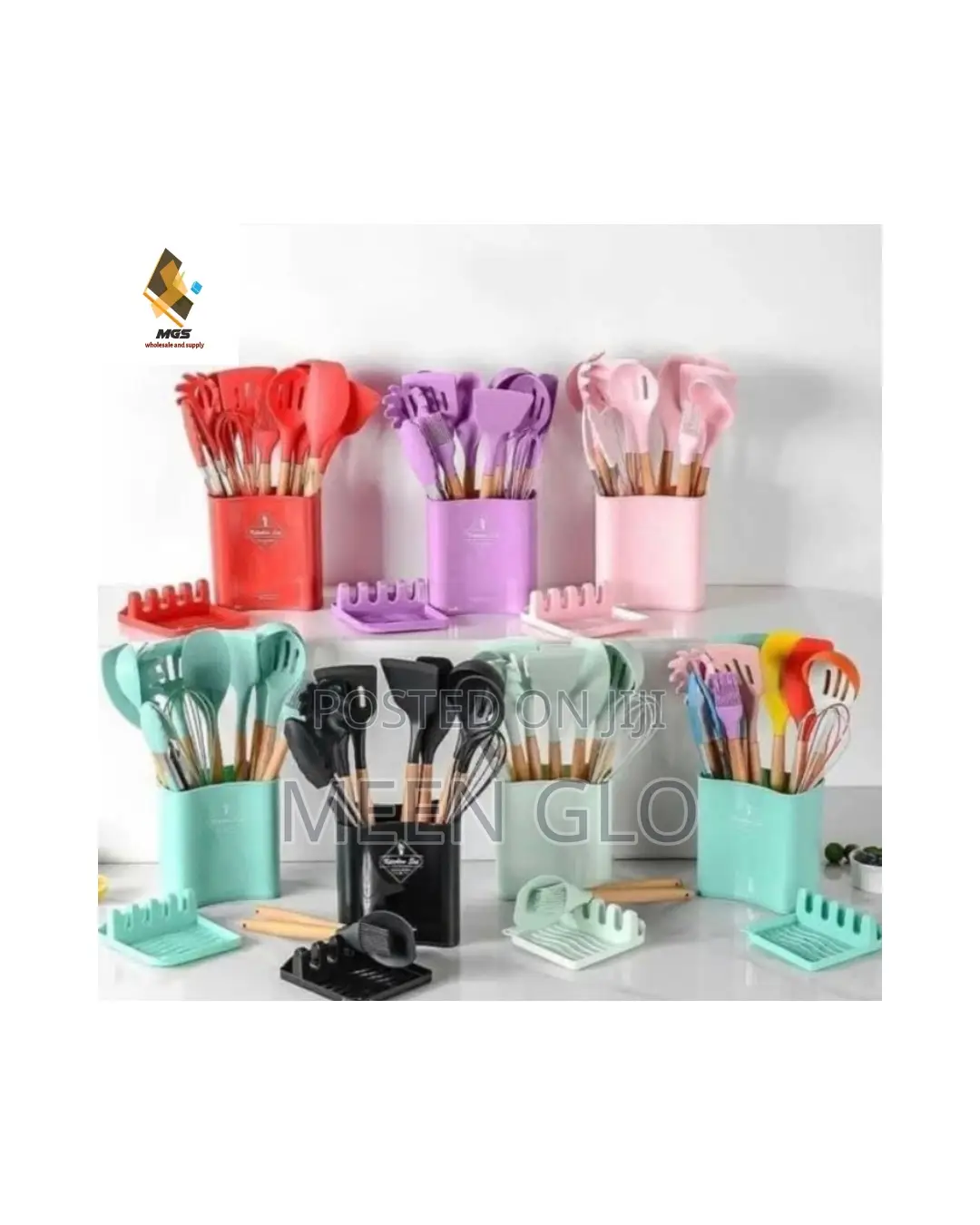 Silicone Kitchen Utensils With Spoon Rest 13pcs