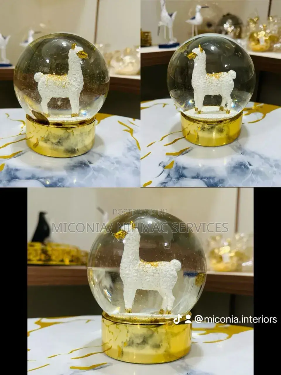 Luxury Alpaca Snow Globe Décor
