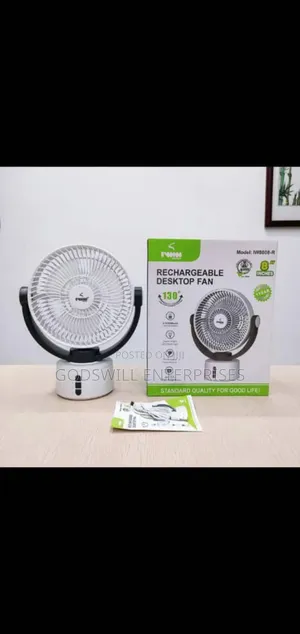 Iwin Energy 8-Inch Rechargeable Desktop Fan (Model: Iw8008-R).