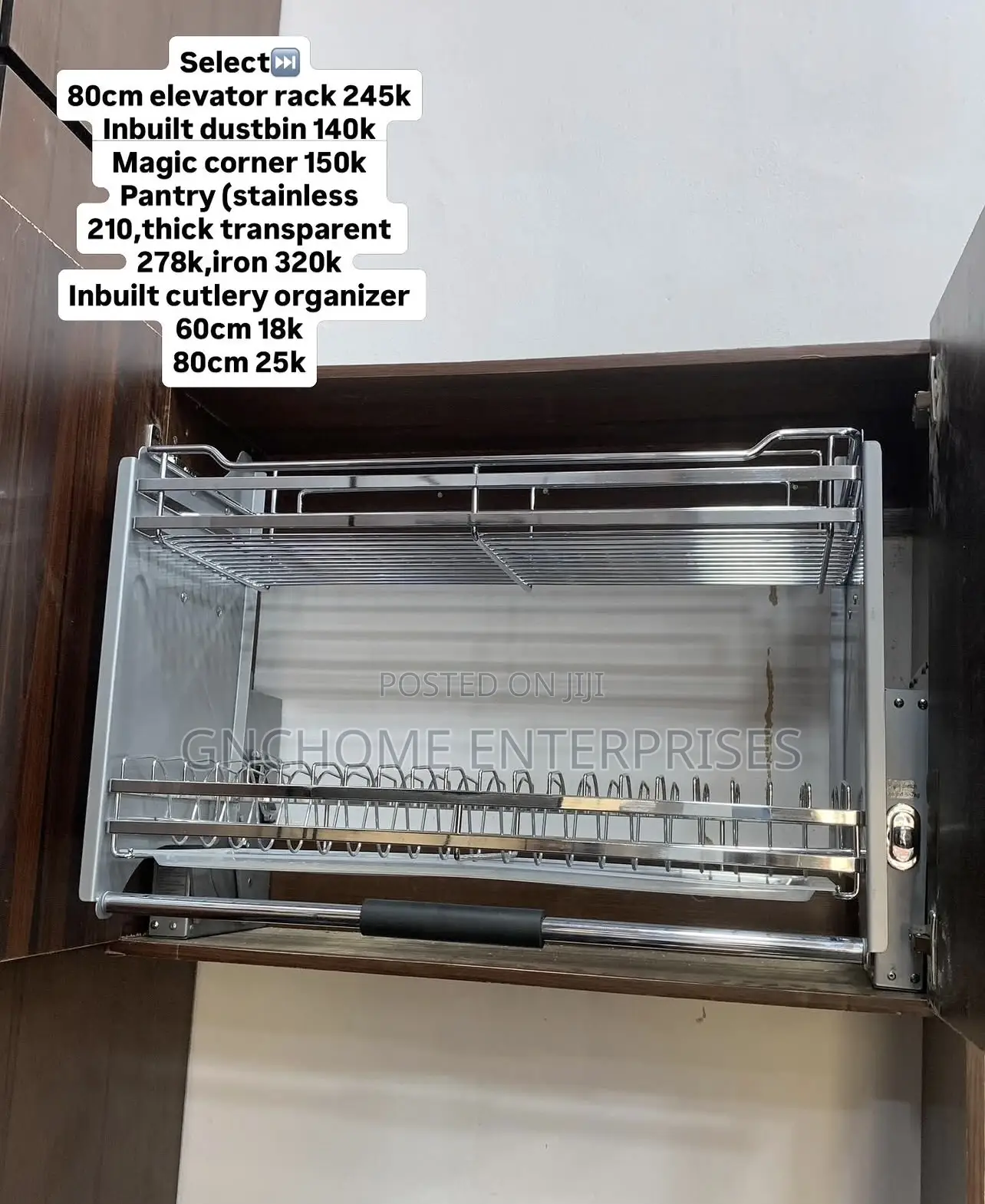 Pull Down Plate Rack 80cm