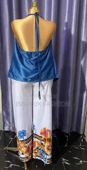 Chic 2-Piece Satin Top Floral Wide-Leg Pants Set
