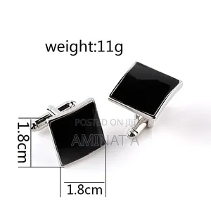 Quality Silver Black Cufflinks for Men With Case
