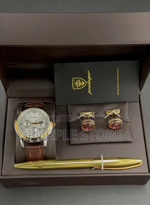 Poedagar Leather Watch, Cufflinks and Pen "Men's Set 