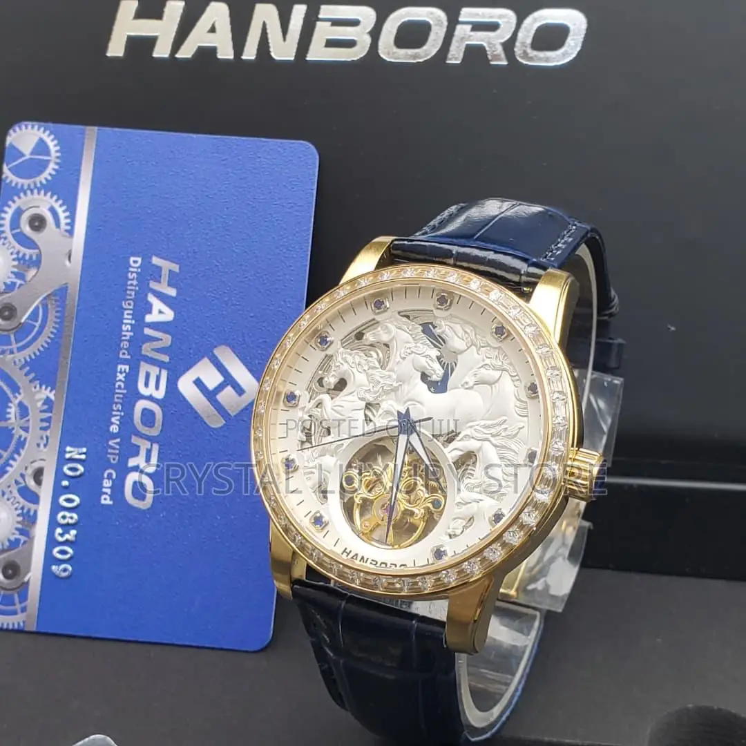 Hanboro Quality Luxury Men Automatic Engine Wristwatch