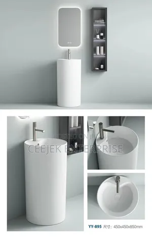 White Round Free Standing Wash Hand Basin