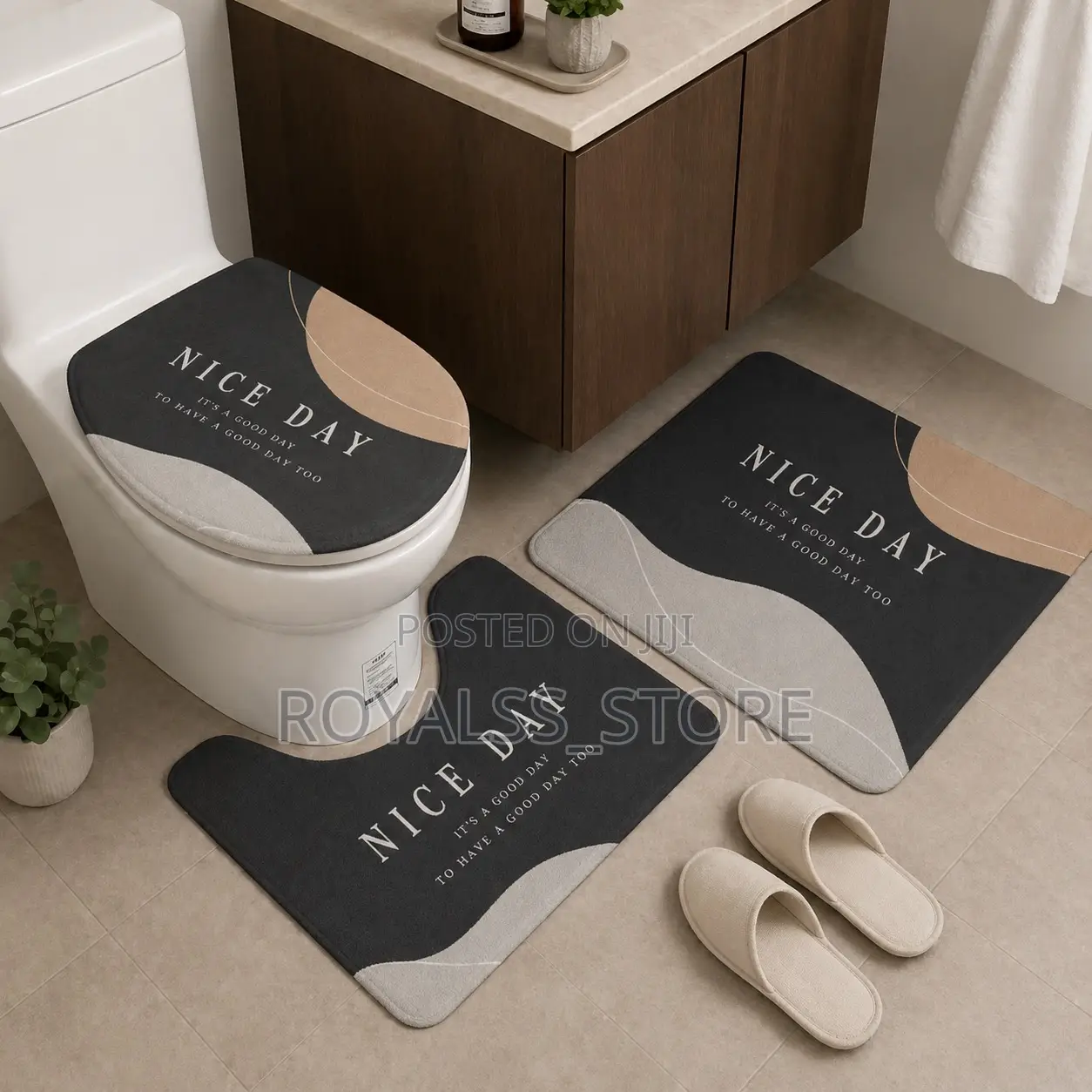 3pcs Water Absorbing Bathroom Mat Set