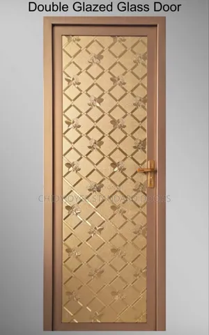 Gold Aluminum Double-Glazed Glass Door